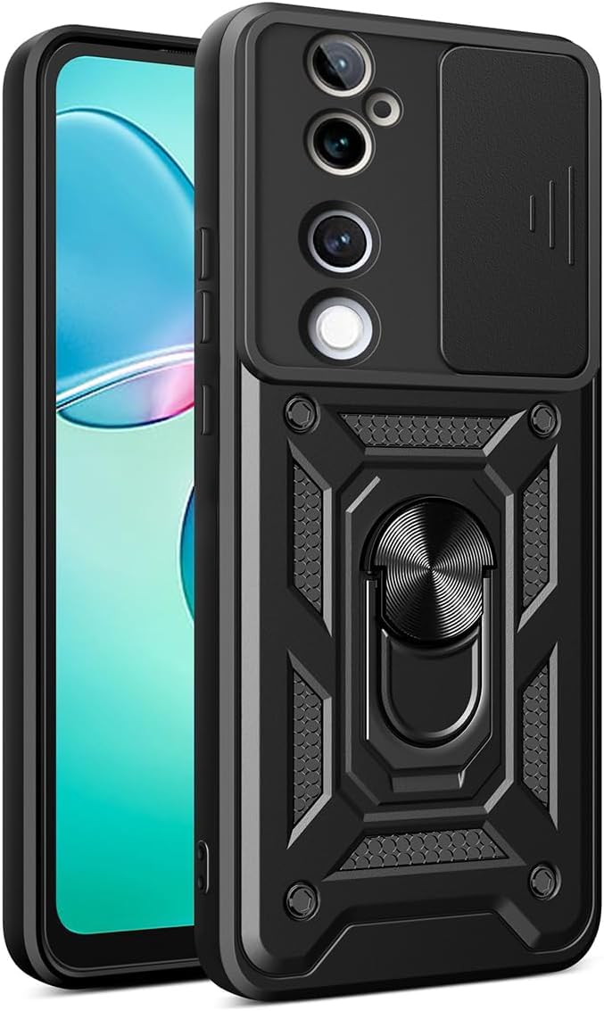 DAMTTE Trendy Compatible Designer for Vivo V40 / V40 Pro 5G,Ultra Thin Shockproof Armor Cover with Slide Camera Cover and Magnetic Ring Kickstand, PC+TPU Durable Back Case (B0DG34CX77) Amazon Price History, Amazon Price Tracker