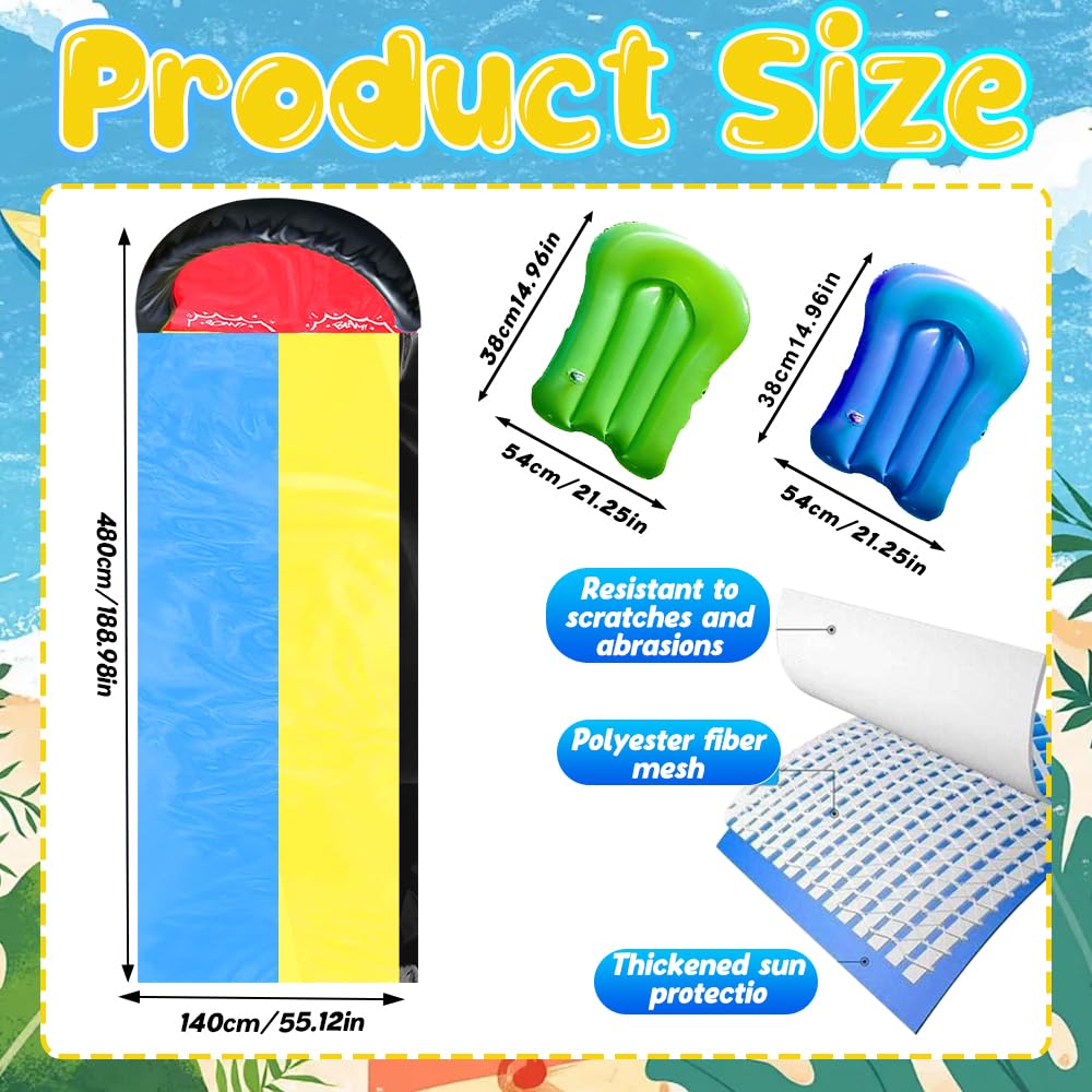 Doppelte Wasserrutsche für Garten 480x140cm mit 2 Bodyboards und Sprinkler