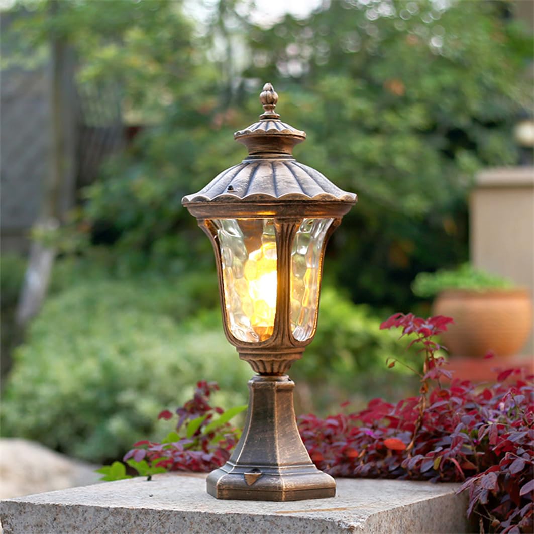 HCIPJQY American Style Courtyard Column Lamp Fence Pillar Lamp Glass Post Lights Fixture Pier Mount Vintage Post Lamp Farmhouse Rustic Pole Lights for Porch Deck Garden Or Patio Posts Pathway