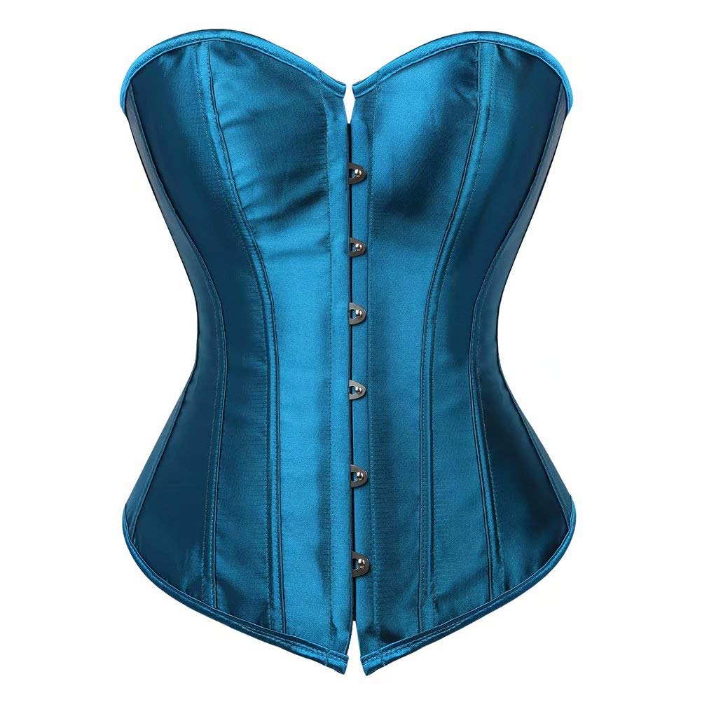 Josamogre Corsets for Women Lace Up Boned Overbust Bustier Bodyshaper Top Plus Size Fashion Blue 5XL