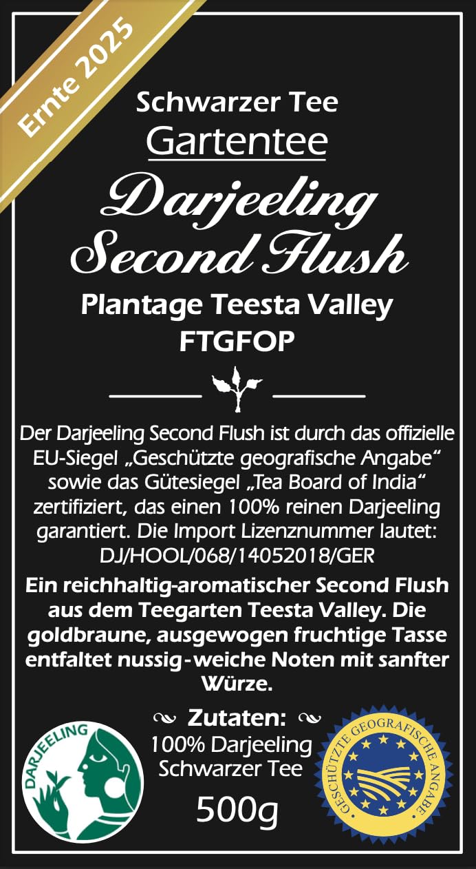 Paulsen - Darjeeling Second Flush SFTGFOP1 - Gartentee Plantage Teesta Valley - Ernte 2025-500g