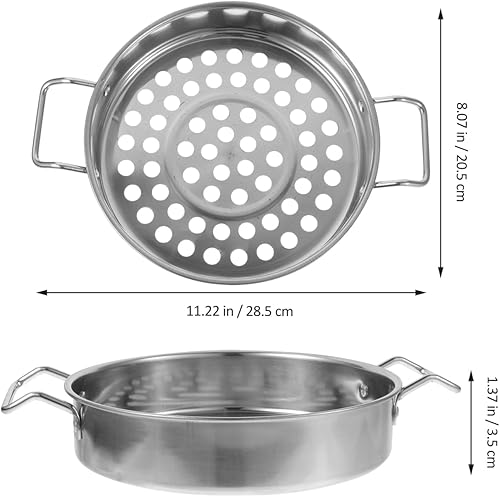 Miniatura 4 de Housoutil Colador de agujeros grandes con asa, colador de agujero de acero inoxidable, vaporizador de cocina para espaguetis, fideos, verduras y