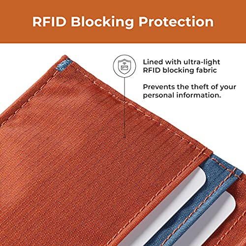 Image of Allett Hybrid Card Wallet, Potters Clay | Nylon, RFID Blocking, Vertical Layout | Minimalist, Bifold, Card Holder, Water Resistant, Thin, Front Pocket | Holds 3-10+ Cards, Cash