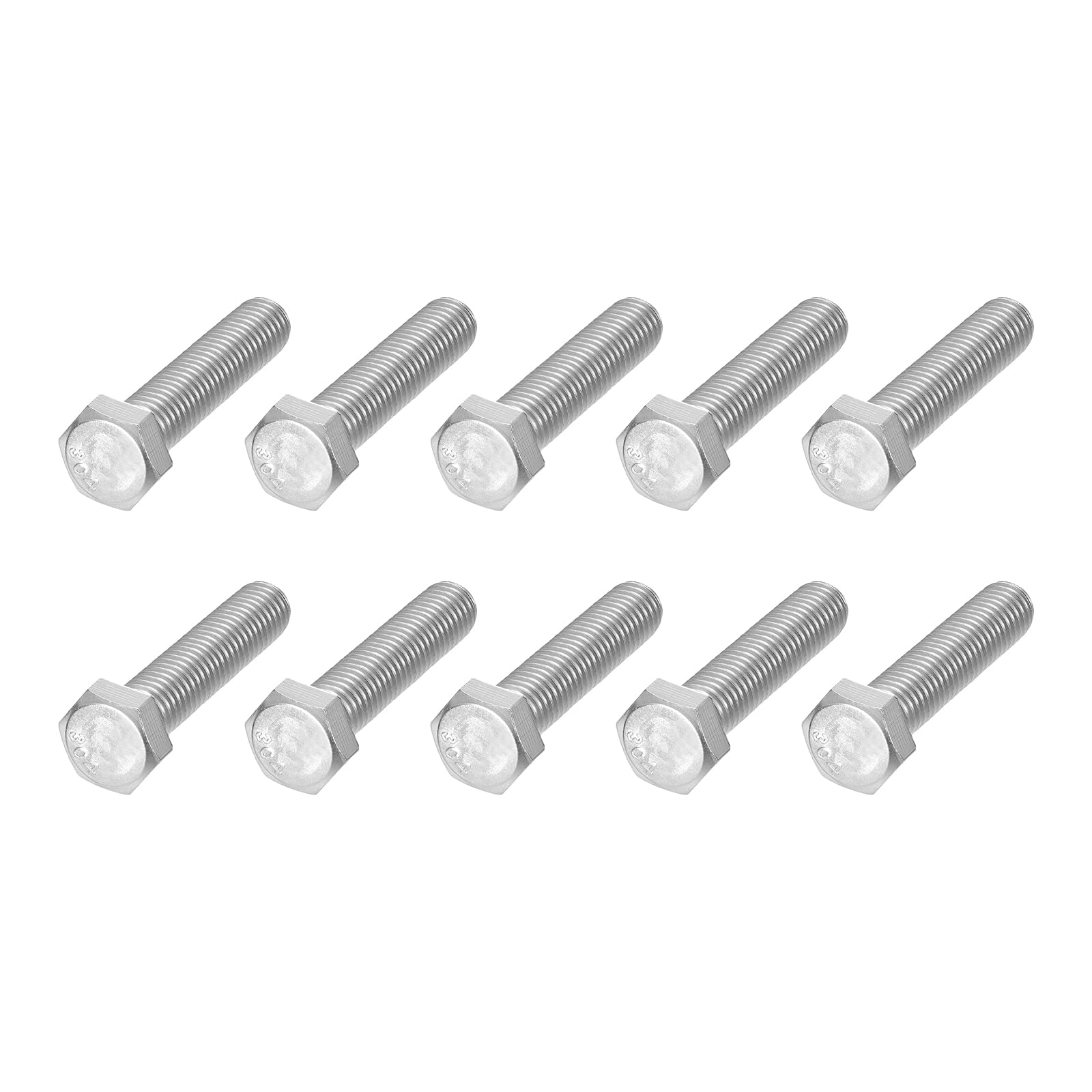 METALLIXITY Hex Head Bolts (5/8-11 x 4") 10Pcs, 304 Stainless Steel 18-8, Fully Threaded, External Hex Drive, Plain Finish