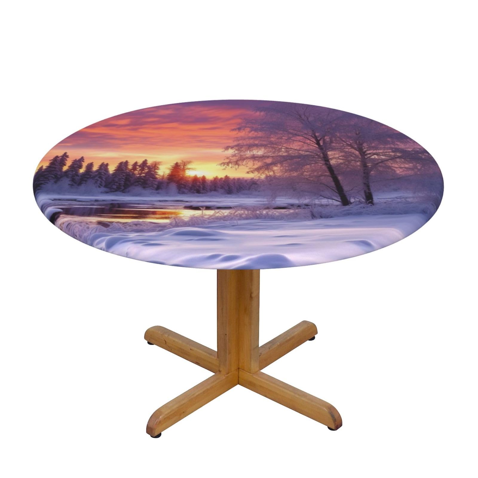 Nappe ronde imprimée avec élastique nappe imperméable table 101 à 127cm