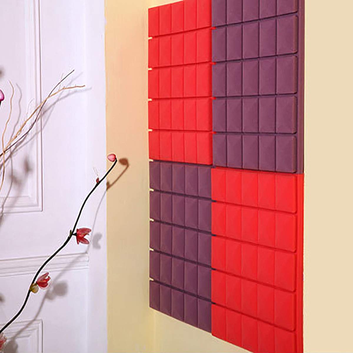 Grande Panels absorción de Sonido Insonorización Aislamiento acustico 50x50x3cm 10 Pack (Color:Amarillo)