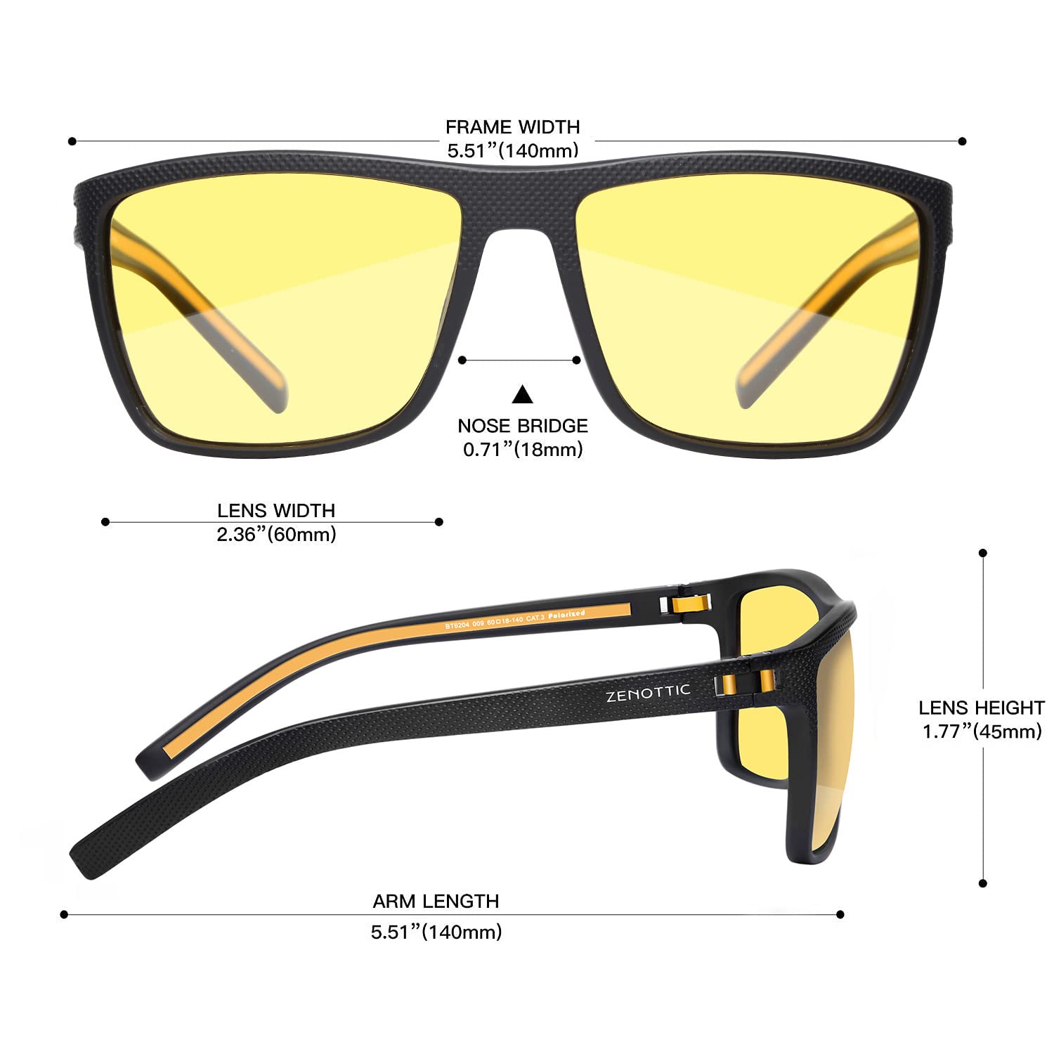 ZENOTTIC Occhiali da sole polarizzati uomo leggero TR90 montatura UV400 protezione occhiali da sole quadrati