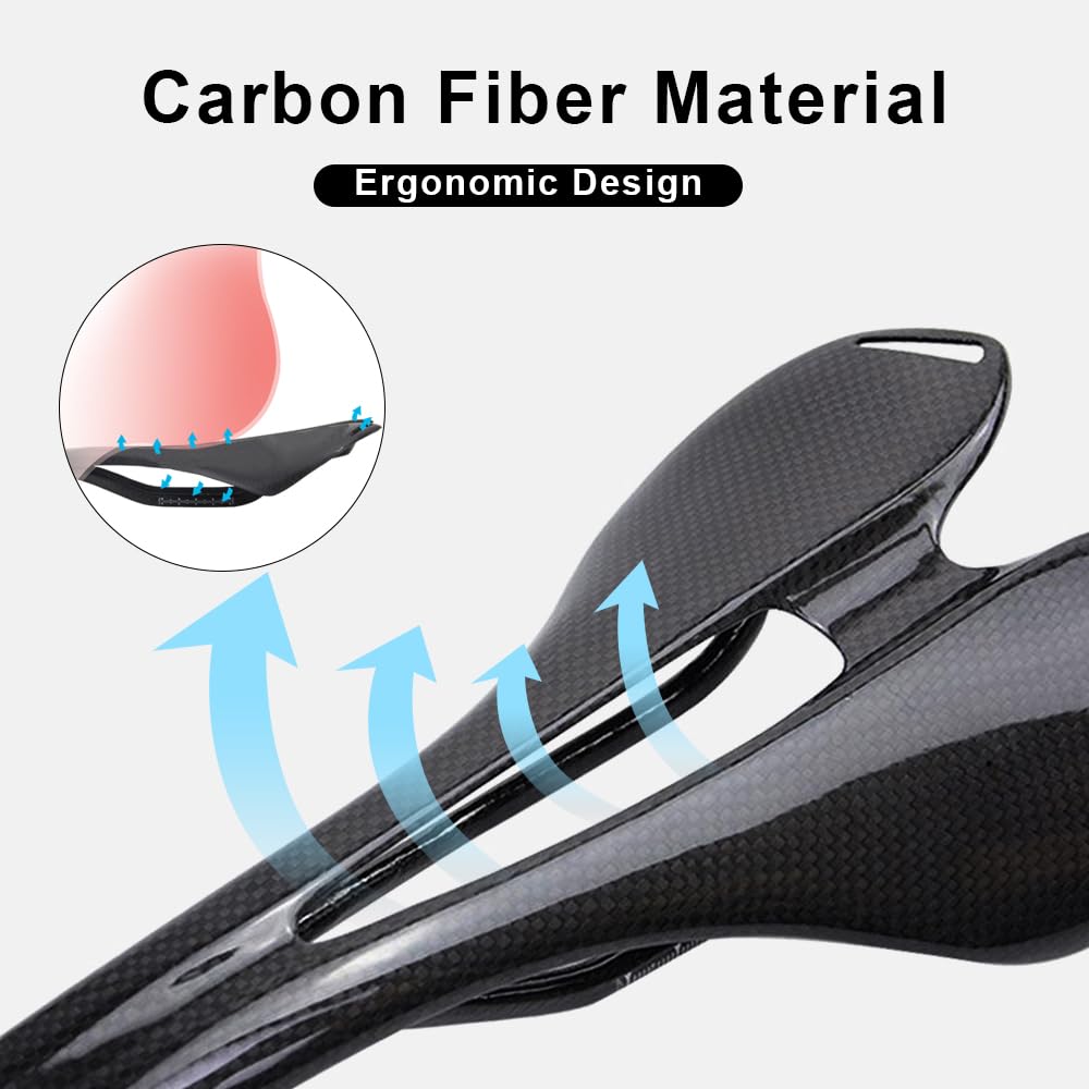 Alfa Pasca Selle de Vélo en Fibre de Carbone Ultraléger Respirant pour Vélo de Route 275 * 143mm Selle VTT Carbone Selle Route Carbone