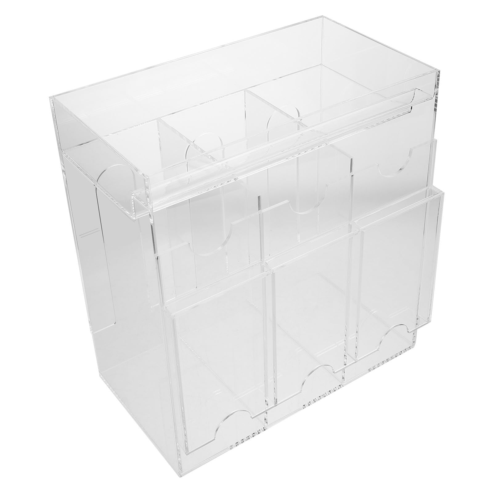 PLAFOPE Scatola Organizer Carte in Acrilico, Card Storage Box per Photocard e Name Card, Scomparti Multipli, Base Stabile, per Scrivania e Collezione Carte