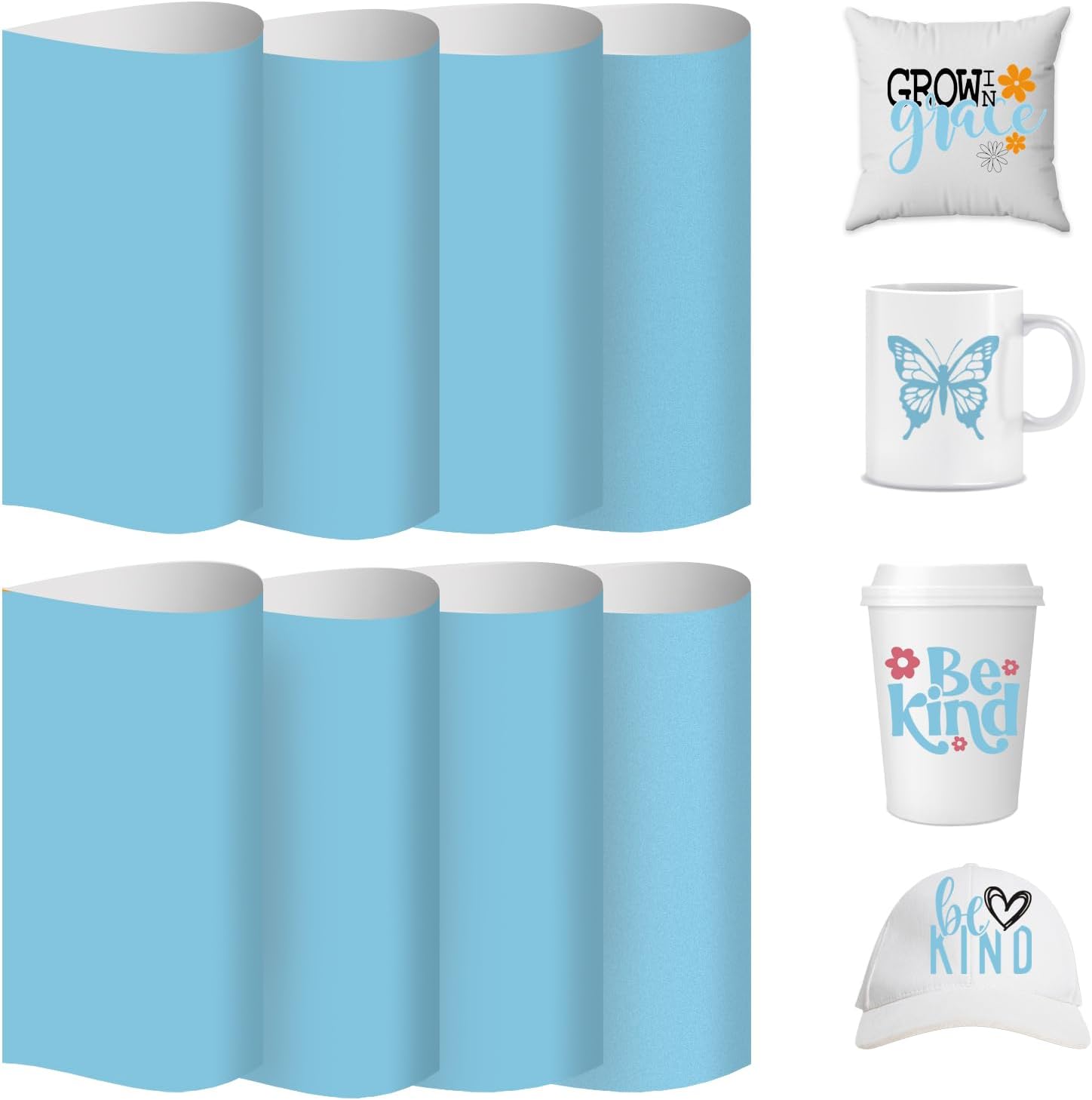 Solid Color Sublimation Transfer Paper- 8 Sheets 12inchesx10inches Sky Blue Sublimation Transfer Ink Sheets
