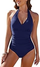 RITOSTA Maillot de Bain Femme 1 Pieces Gainant Ventre Plat Col en V Sexy Maillots Une Pièce Push Up Maillot de Bain 1 Piece Amincissant Swimsuit Rembourré Réglable Swimwear