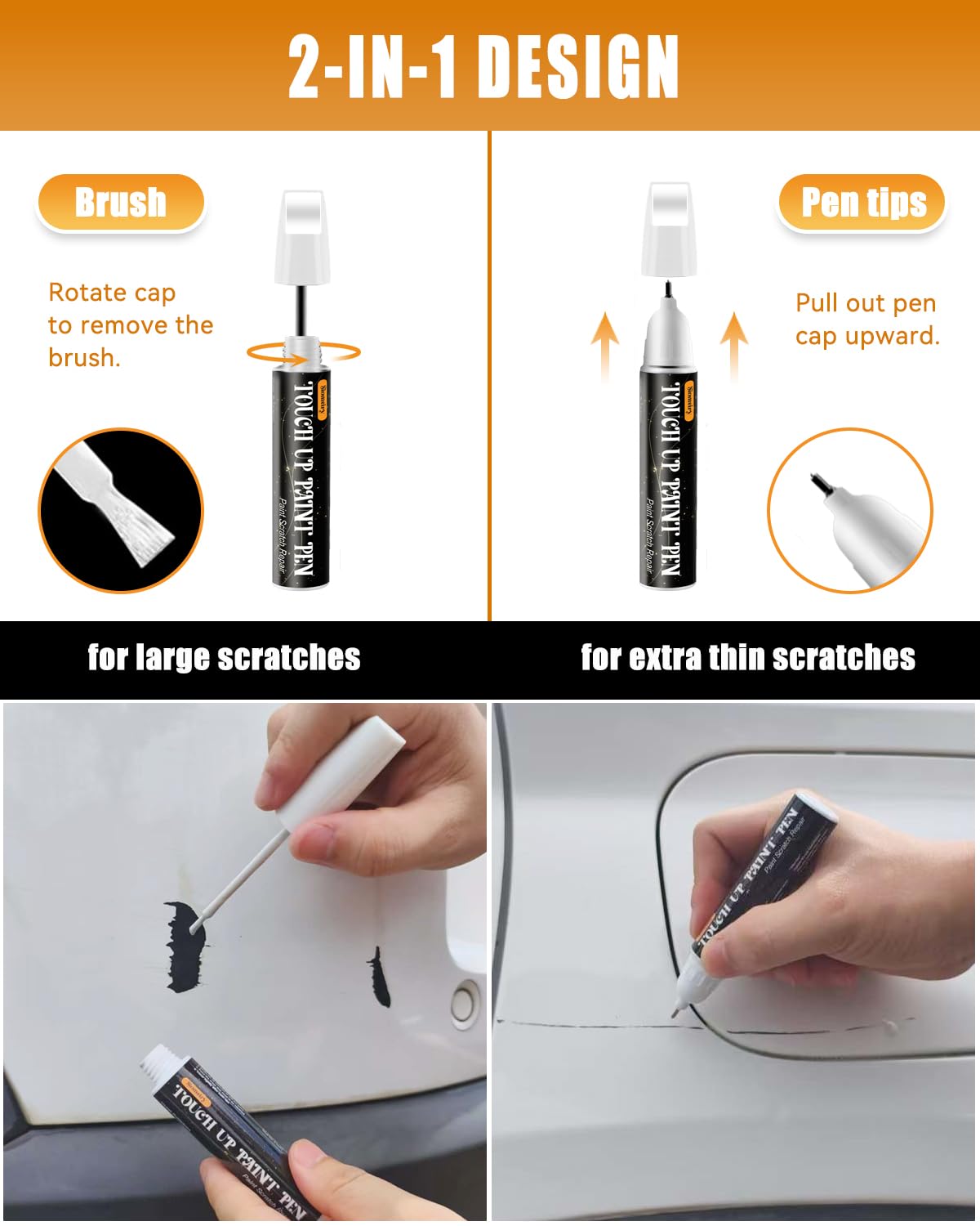 SIOMEIRY Oxford White YZ/Z1/M6887 Compatible with Ford 2-in-1 Touch Up Paint Pen Ultimate Car Scratch Repair Kit，Quick Fix Rust-Resistant and Long-Lasting Paint Scratch Remover in use