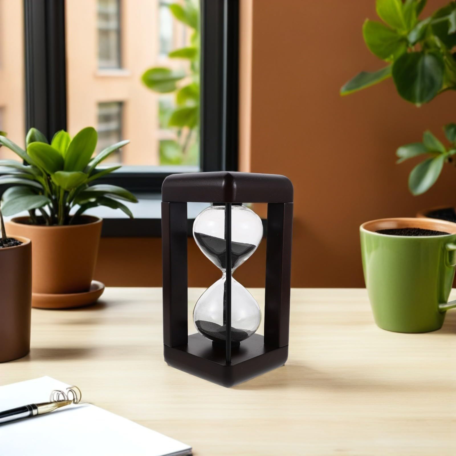 POPETPOP Vintage Sanduhr aus Glas und Holz 30 Minuten Timer ohne Batterien für Küche und Wohnzimmer als Dekorativer und Präziser Zeituhr