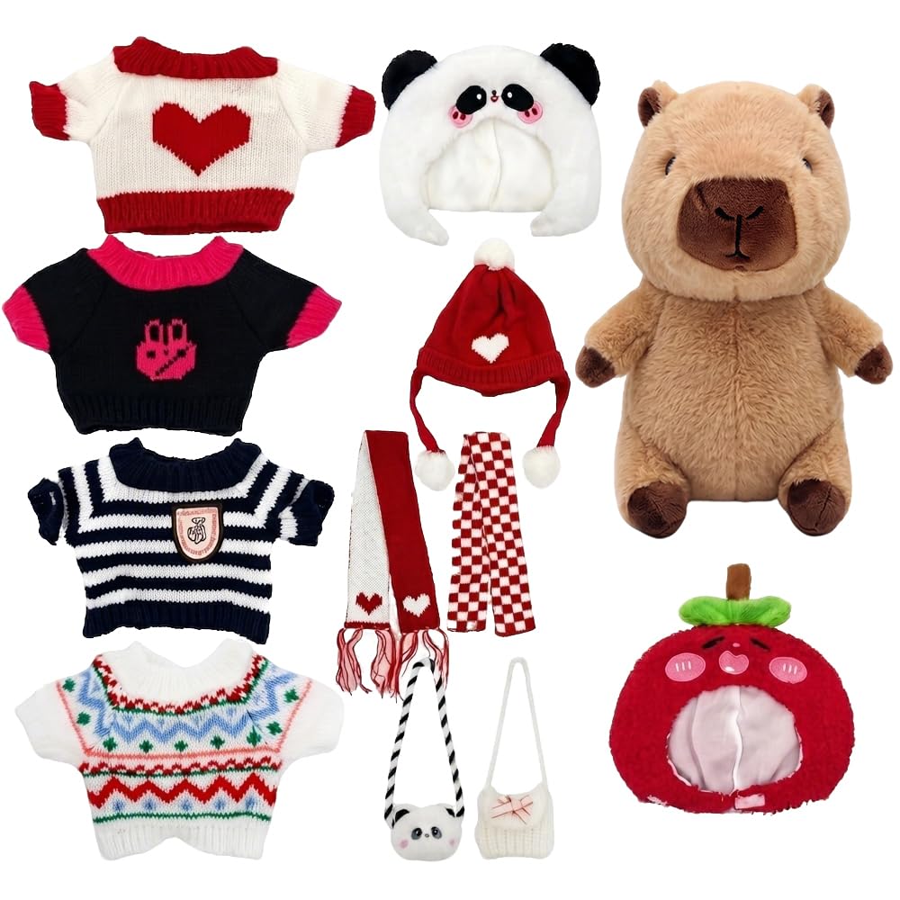 Bztezml 11 Pcs Capybara Plush Toy, Dress Up Capybara Toys Set