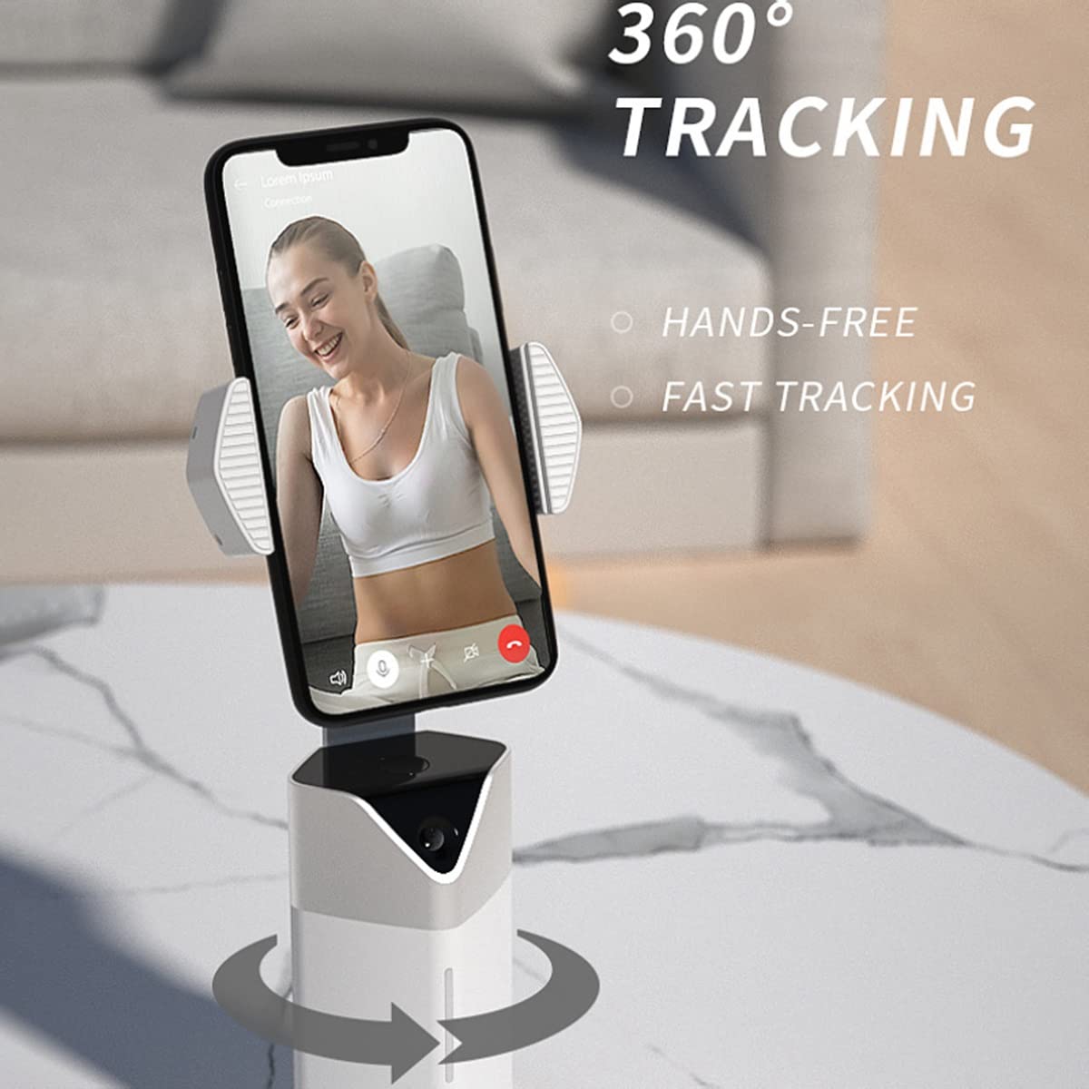 AI 360 - Rotación de seguimiento automático para smartphone con función atril y control Gimbal Stabilizer para Live - White