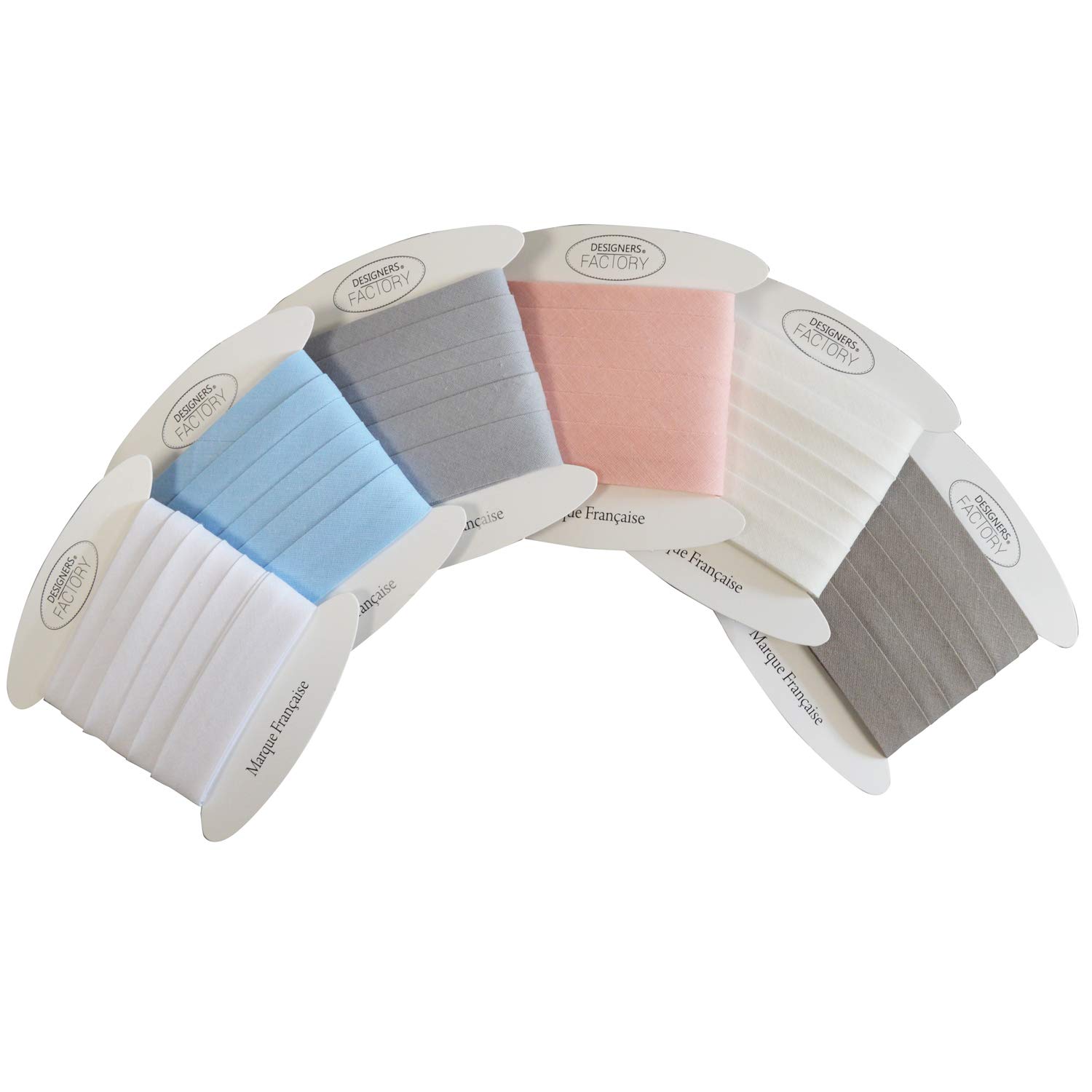 Biais coton lot de 6 mercerie ruban biais 5 mètres blanc gris rose écru couture