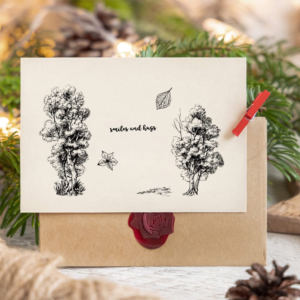 Trees Autumn Day Fall Happy Birthday Nuts Rubber Stamps Clear Stamps...