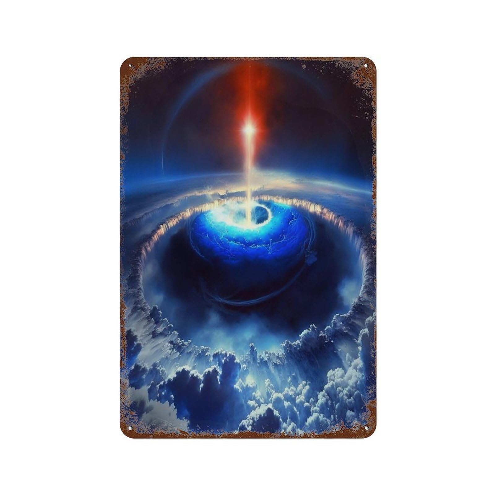 Galactic Portal Unveiled Aged Metal Wall Plaque 11.8"x7.9", for Pub, Kitchen And Man Cave Decor, Decorative Metal Wall Art