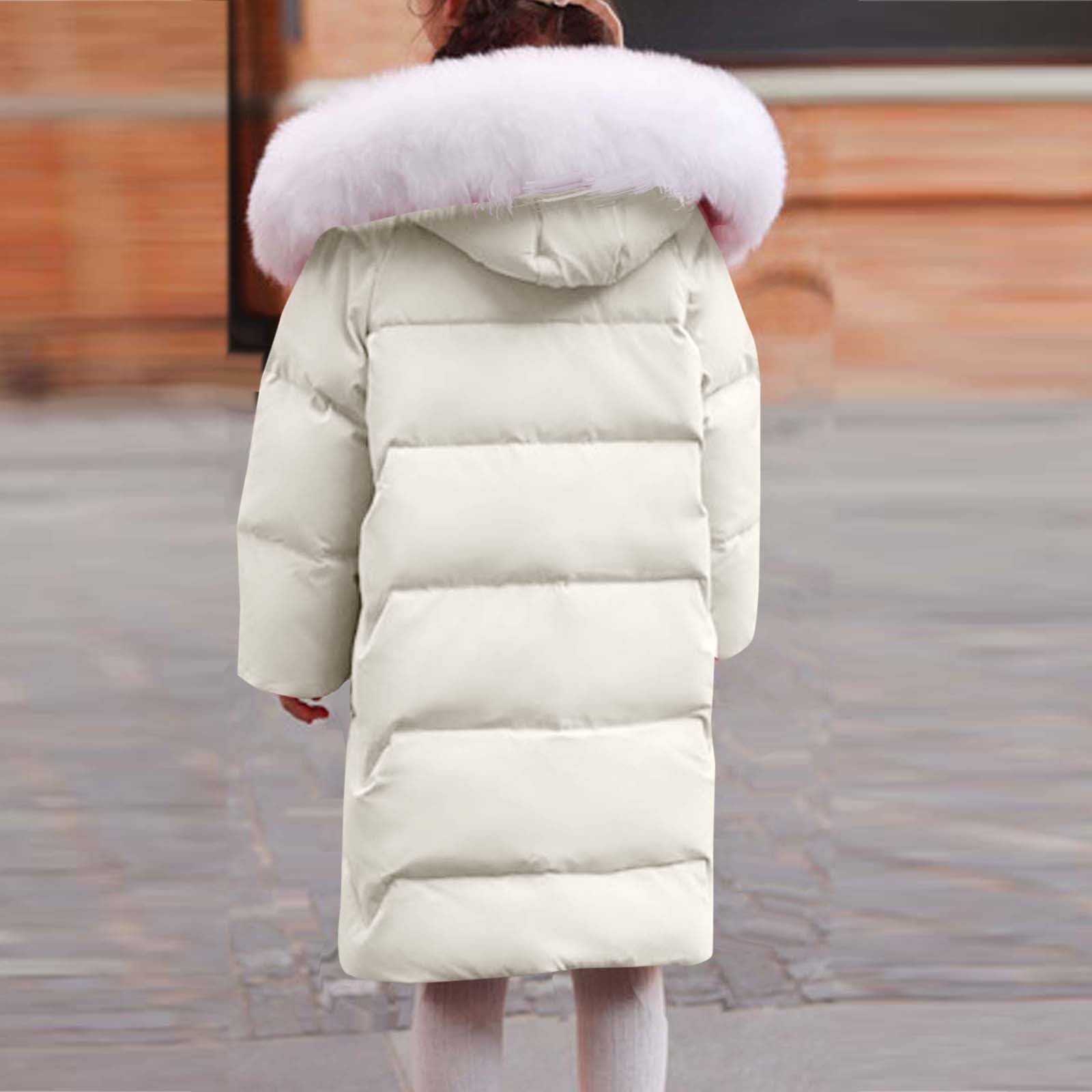 Parka con capucha para niñas, chaqueta de invierno acolchada de longitud media para niños, resistente al viento, cremallera, bolsillo para deportes al aire libre, abrigo para exteriores de 4 a