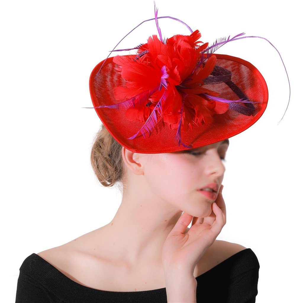 Elegant Women\'s Red Feather Dress Hat - Unbranded Women Red Felt Fascinator Hat With Feathers - Elegant Red  main image 2