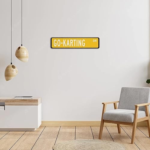 Miniatura 4 de Autravelco Letreros metálicos de carreras de Go Karting para exteriores, casa de campo, patio, baño, decoración del hogar, letreros de lata