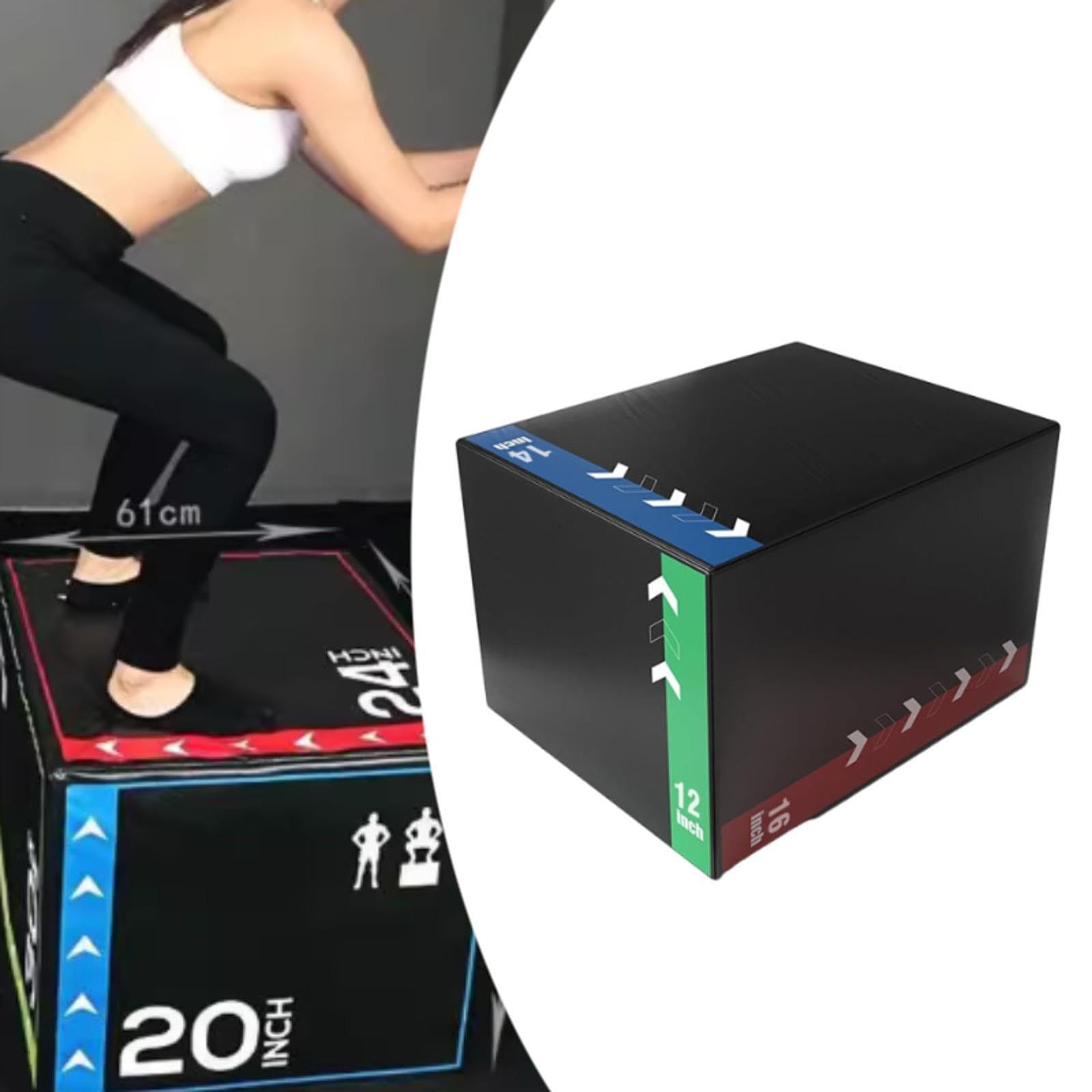 Caja pliométrica 3 en 1 para Saltos, de Entrenamiento de Fuerza y ​​Agilidad de 30x35x40 cm para Gimnasio en casa.