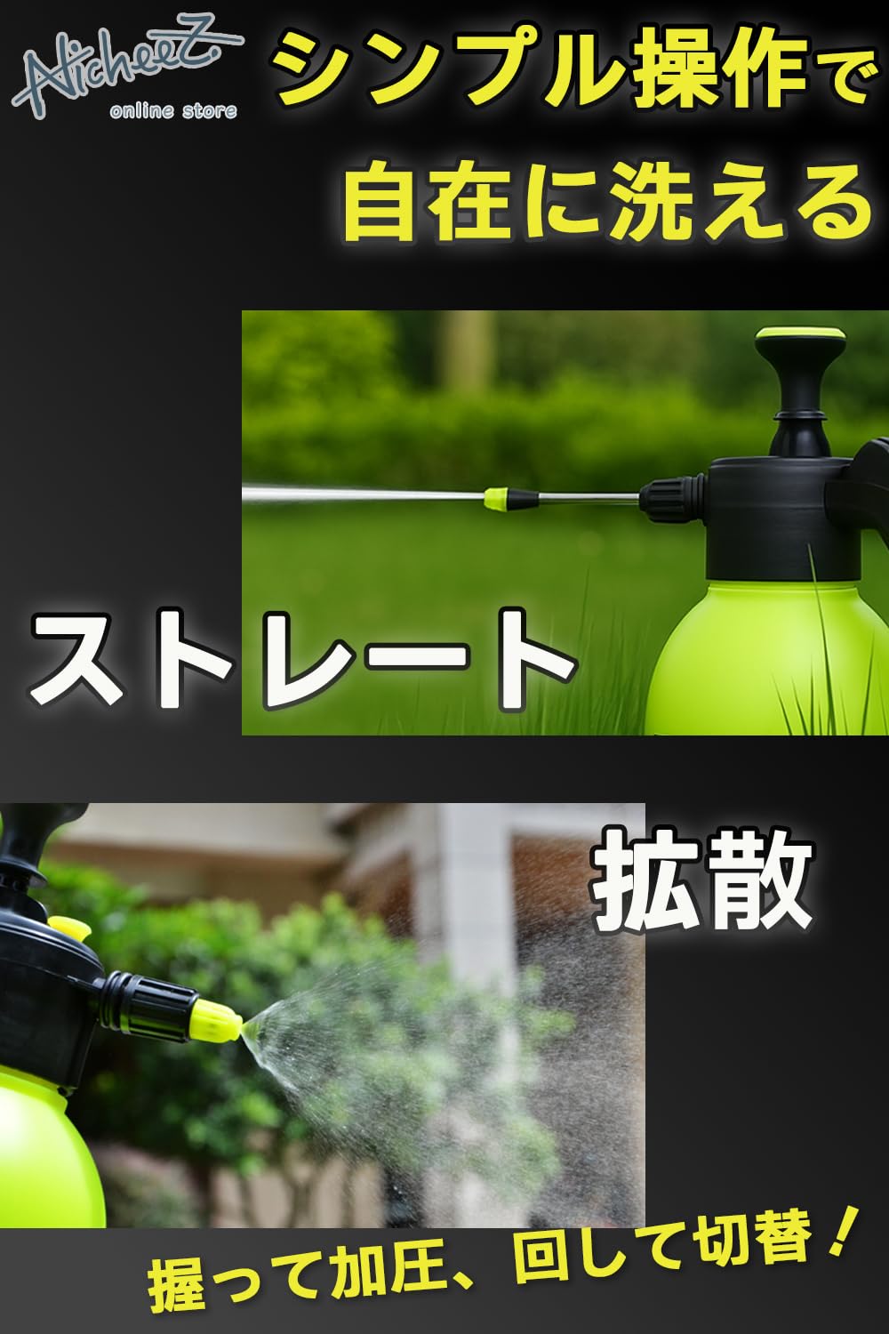 Amazon | Nicheez 水圧洗浄機 加圧式 ポンプ ハンディ 噴霧器