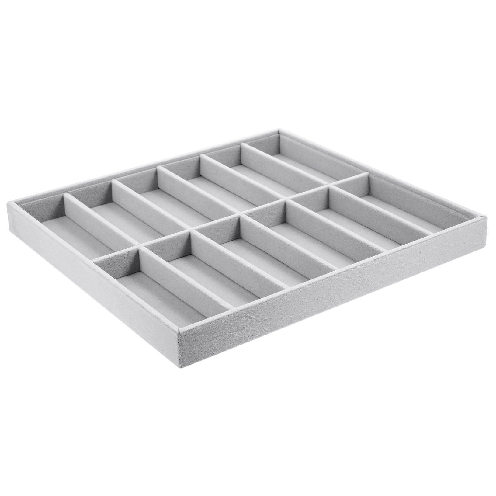 Garneck Graue Brillenbox aus Weichem Lint mit Fächern Stapelbares Sonnenbrillen Display Stabile Aufbewahrungsbox für Brillen als Eyewear Organizer für Zuhause und Laden