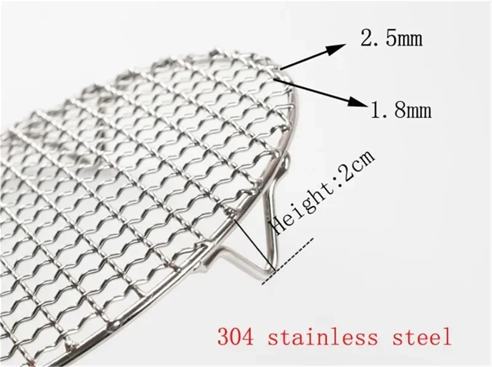 Okrągła siatka do grilla ze stali nierdzewnej 304 | Srebrna siatka do grilla 10-65 cm do biwakowania i grillowania