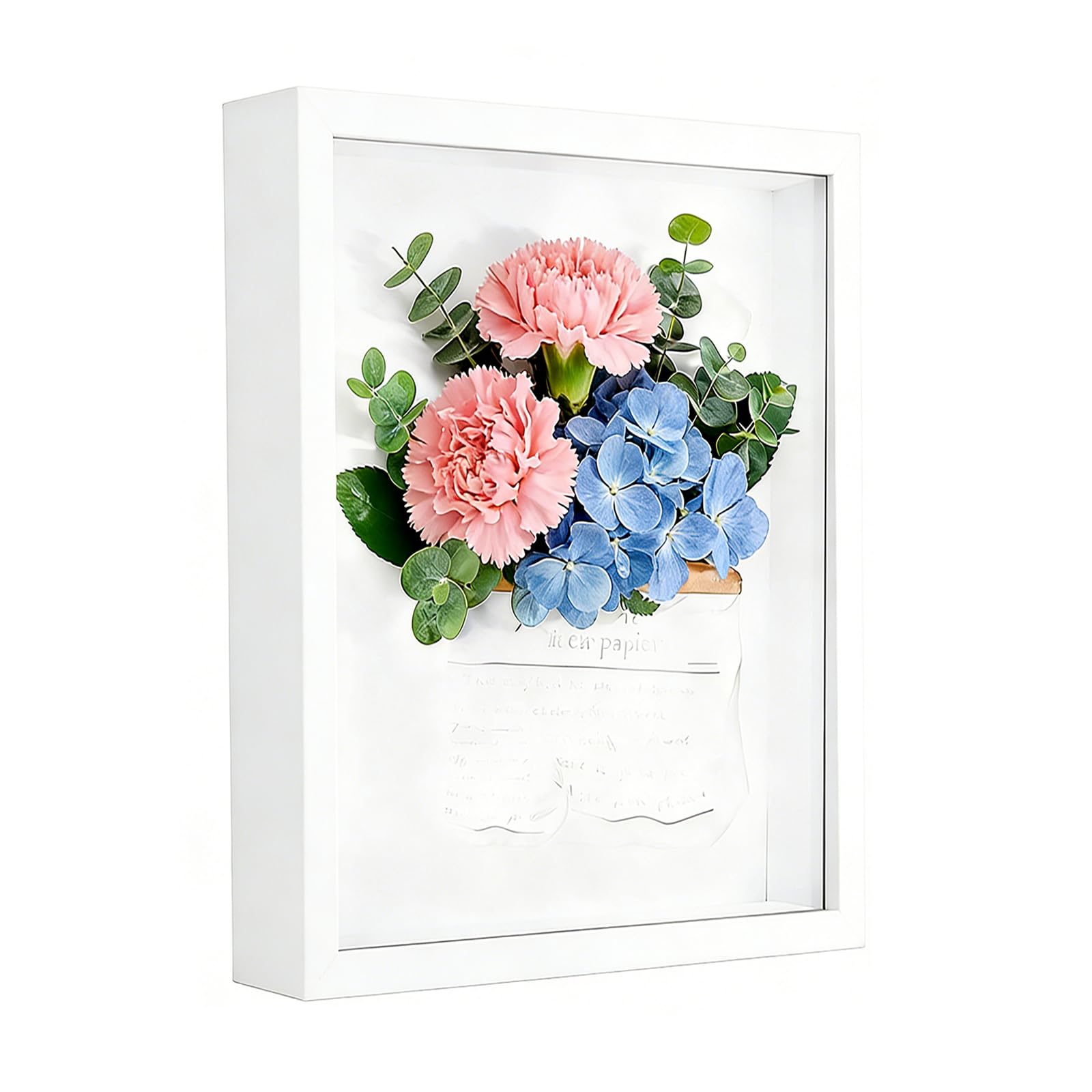 Cadre photo 3D 30x40 cm blanc en bois profond de 3 cm avec vitrine acrylique