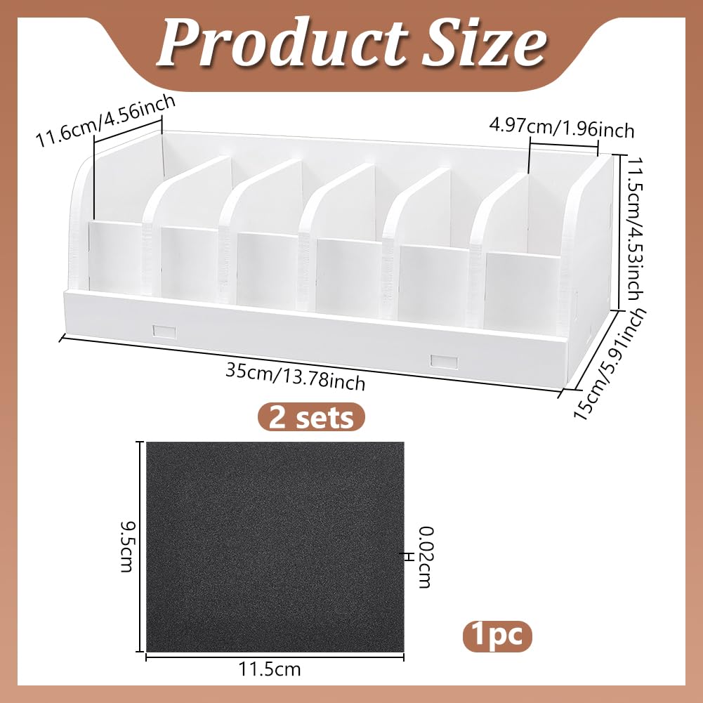 PH PandaHall 2 Stück Gürtel Organizer Halter 6 Fächer Gürtel Aufbewahrung Weiß Krawatten Ausstellungsständer Rechteckig Lagerung Halter für Kleiderschrank Schublade Zuhause Schlafzimmer, 35x15x11.5cm