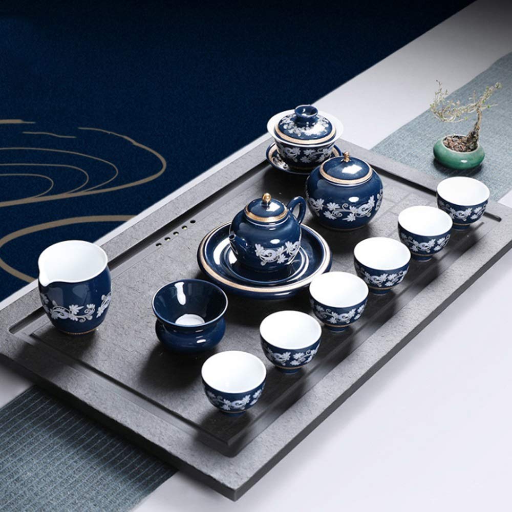 Service à thé en céramique peint à la main avec théière, tasses, couvercles et bol – Parfait pour les cadeaux de thé