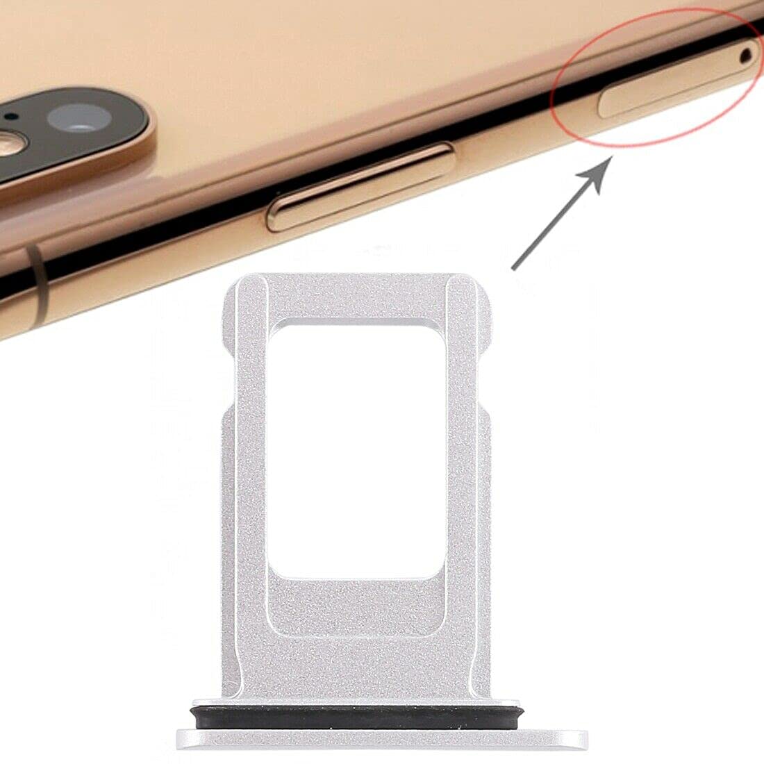 Wymiana szuflady/uchwyt na kartę SIM dla iPhone XR biały - z zainstalowaną uszczelką + narzędzie do usuwania
