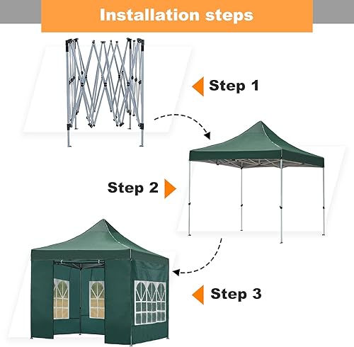 Miniatura 8 de TUKAILAI Cenador desplegable de 10 x 10 pies, resistente al agua, bloqueo UV, refugio con 4 paredes laterales, 1 puerta y 9 ventanas, tienda de