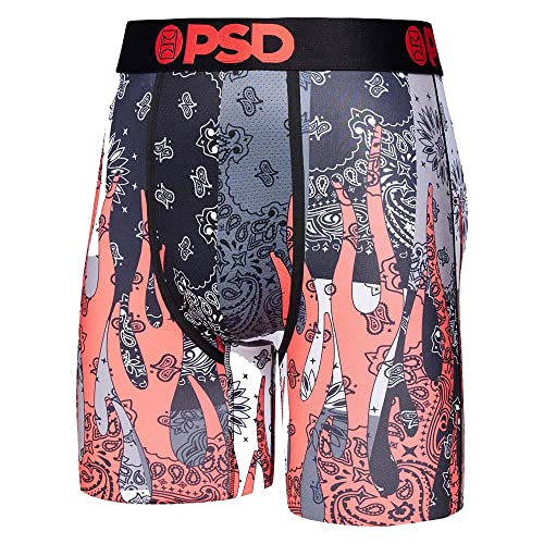 PSD Men's Hot Bandana Flames Boxer Briefs, Multi, L2