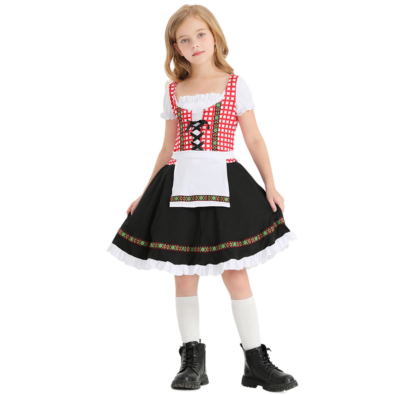 Dirndl Set Für Mädchen - 3-teilig Trachtenkleid Mit Bluse & Schürze