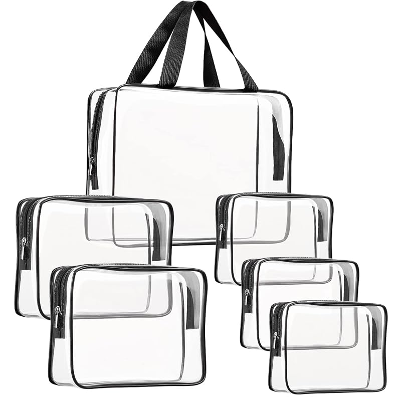 Kit ROYBENS com 6 necessaires transparentes de PVC para viagem, tamanhos variados