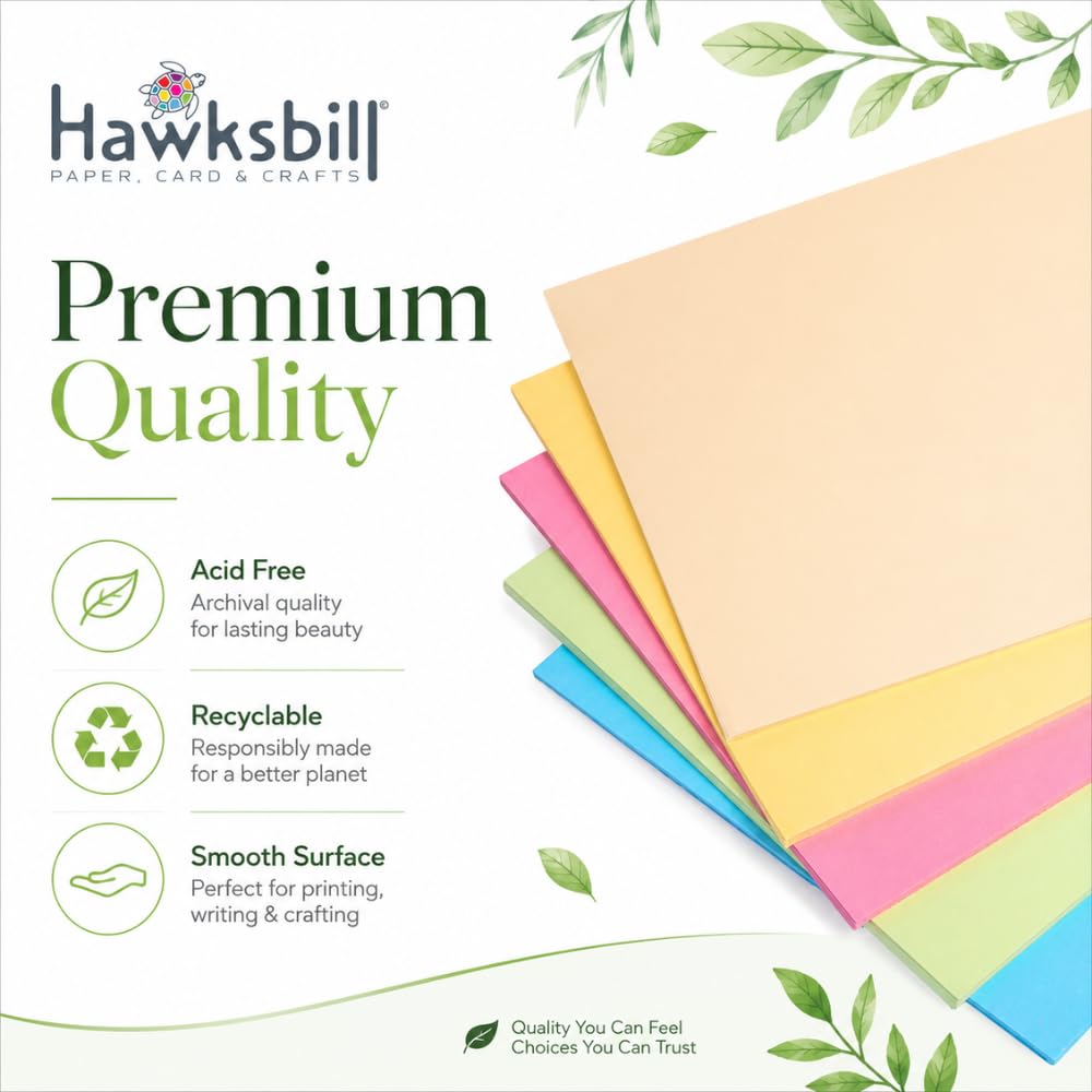 Hawksbill 225 g/m² Pastellkarton, A4, hochwertiger heller Pastellkarton, 250 Stück