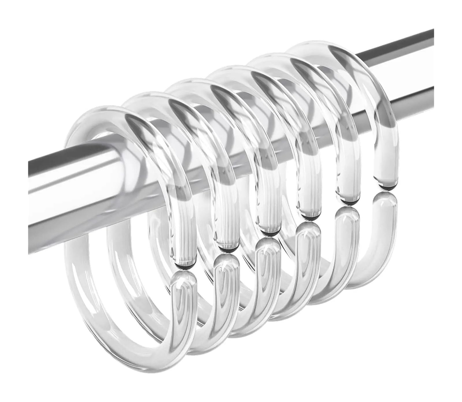 Pexlor Clear 12 Packs C-Shape Plastic Shower Curtain Hooks Rings For Bathroom Rod, Window Hanger(Clear)