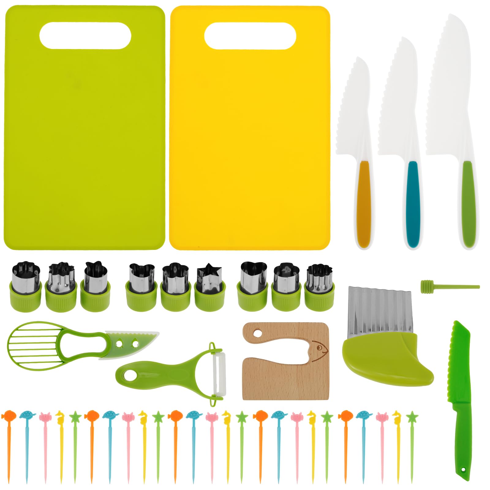 HSHGZSR 40Pcs Kids Knife Set, Toddler Knife Set, Safe Children Cooking Cutter Set, Children Knife Set, Toddler Kitchen Tools, Kitchen Cutter Tool Set, Toddler Kitchen Set, Children Cutting Set for Kid