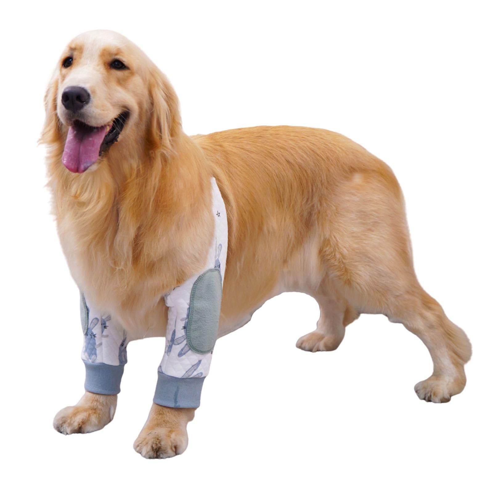 BT Bear Dog Elbow Protection Pad, Cotton with Stretchy Straps, Large Dogs Joint Cover, Pet Prevent Licking Wound Elbow Protector (Blue, L)