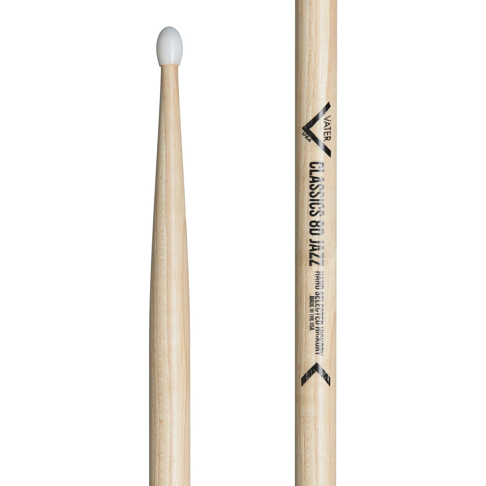 Vater - Classics 8DN Jazz (Nylon Tip) American Hickory Drumsticks - VHC8DJN