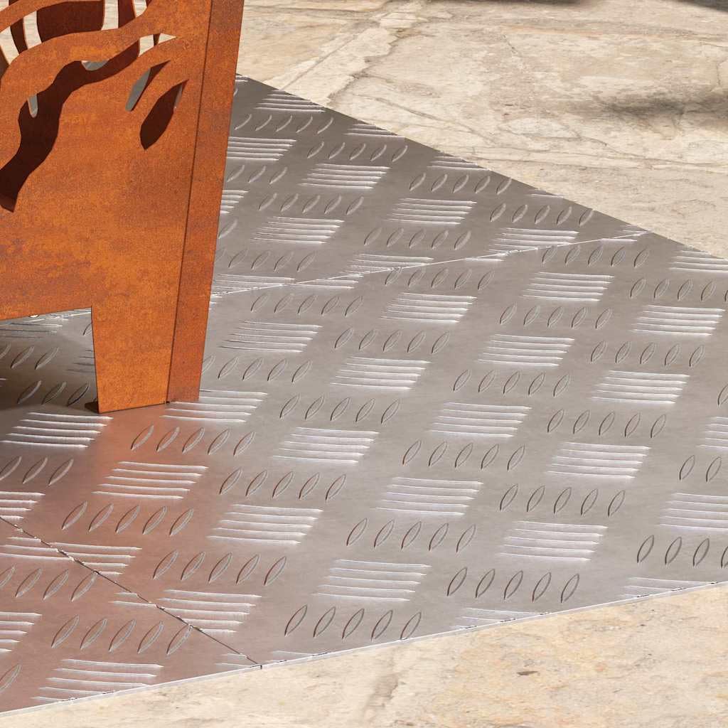Peldaños cuadrados de aluminio plateado, 50 x 50 cm cada pieza, juego de 4 unidades de chapa estriada, antideslizante para escaleras interiores y exteriores, protección para pisadas
