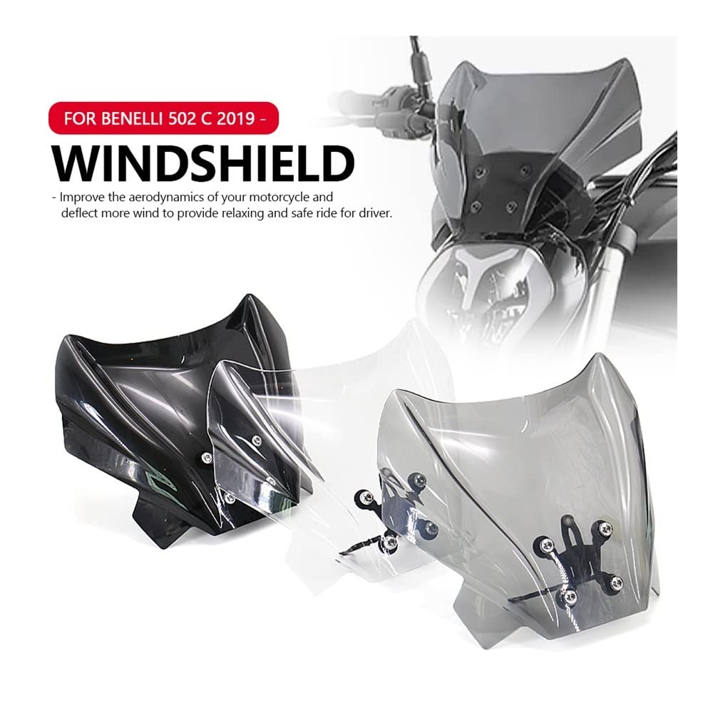 Windabweiser Für Benelli 502C (2019-2022) – Motorrad Windschild – Transparent/Rauch – Aus PC-Kunststoff