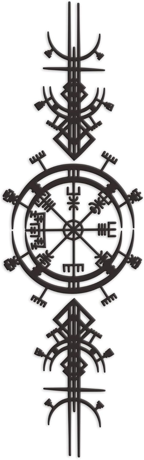 Aimery Metal Viking Wall Decor - Norse-Inspired Wall Artistry for Living room, bedroom, office (Black - 45.3'' x 13.4''