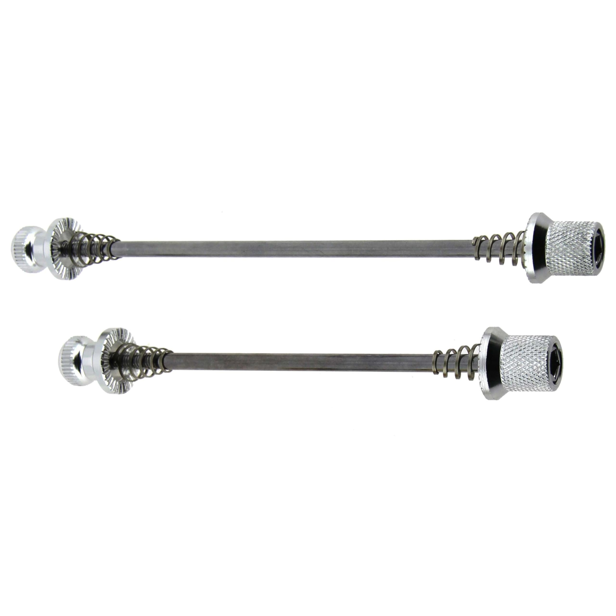 Add-One - Kit Serrages Antivol pour Vélo | Collier de Selle + Blocages Roues Avant/Arrière avec Clé | Axe de 5mm pour Axes Creux 9/10 mm - Longueurs : Avant 140 mm, Arrière 175 mm, Selle 50 mm