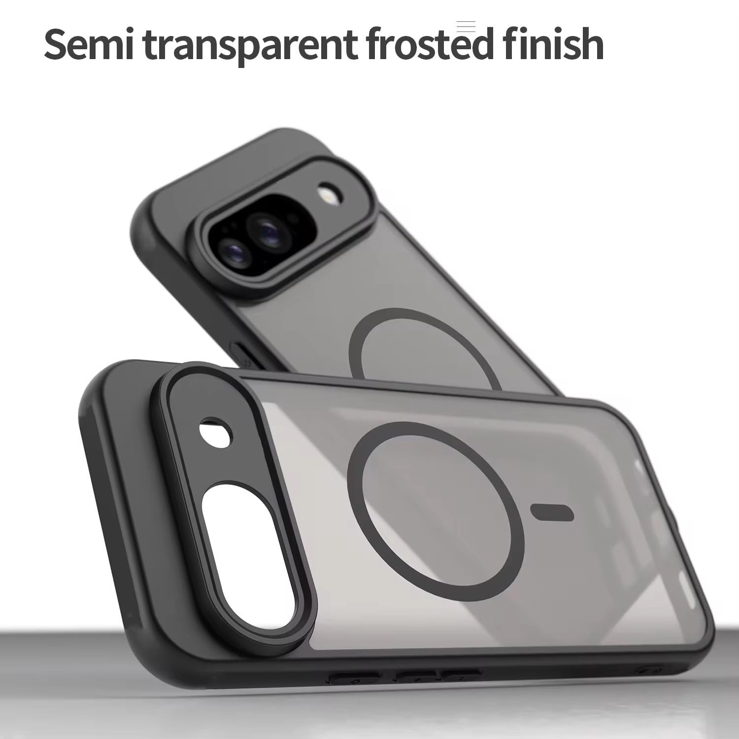 Back Case Cover Compatible for Pixel 9, Transparent Smoke Coloured Case with Magnetic Wireless Charging Wireless Charging, PC + TPU Hybrid, Raised Camera Protection — Amazon image 3