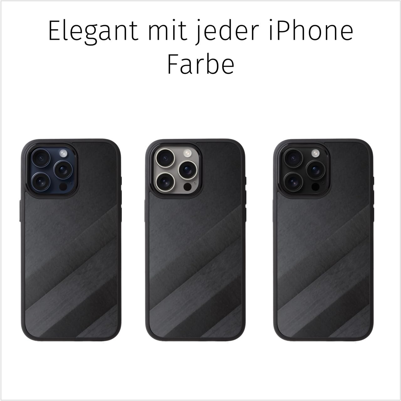 FILONO Carbon Hülle für iPhone 15 Pro Max | dünn | Made in Germany | mit Kamera-Schutz, Magnet-fixierbar | Hybrid Case