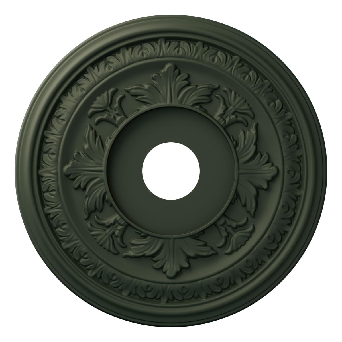 19"OD x 3 1/2"ID x 1"P Baltimore Thermoformed PVC Ceiling Medallion (Fits Canopies up to 7 3/4"), UltraCover Satin Hunt Club Green