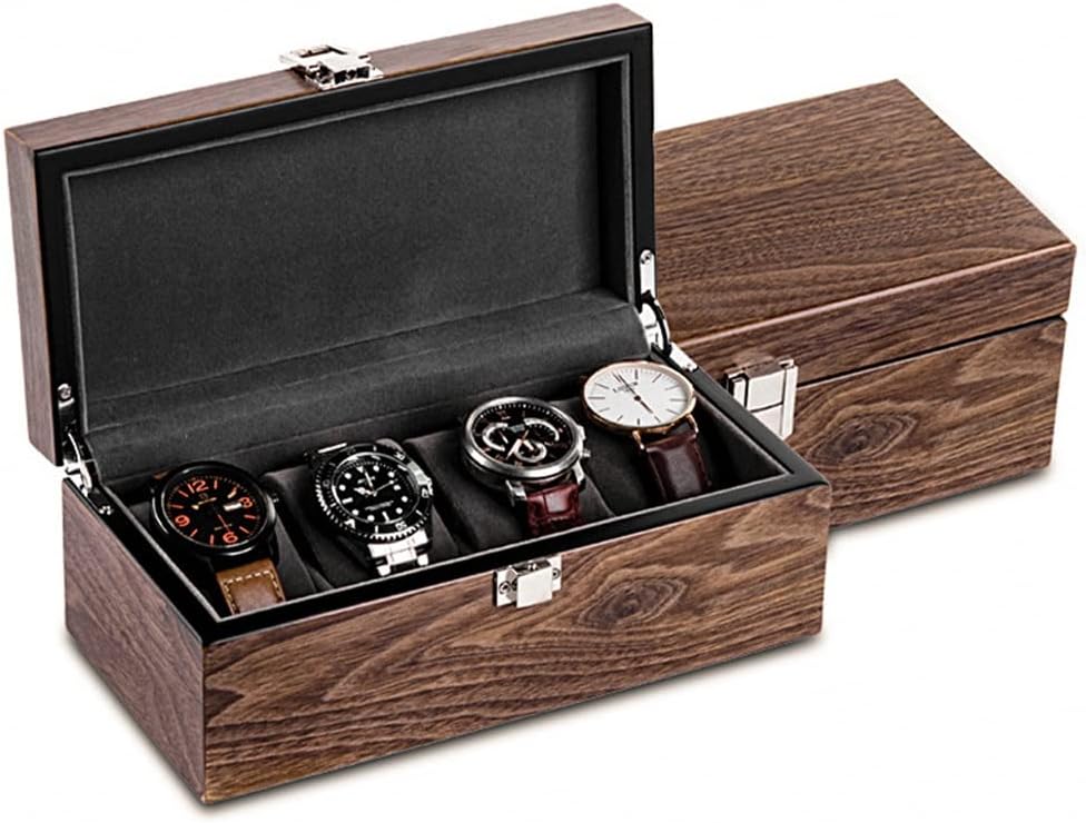 Watch Storage Box Walnut Wooden Watch Box Organizer for Men Brown Mechanical Watch Bracelet Collection Box Case Gift(D)